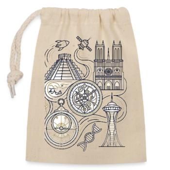 Cosmic Clockworks: Space and Stone - Closable cotton gift bag (14x20cm) - nature - Front