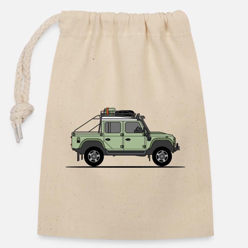 Defender 110 - Double cabine tout terrain - Sac cadeau en coton avec cordon (14 x 20 cm) - nature