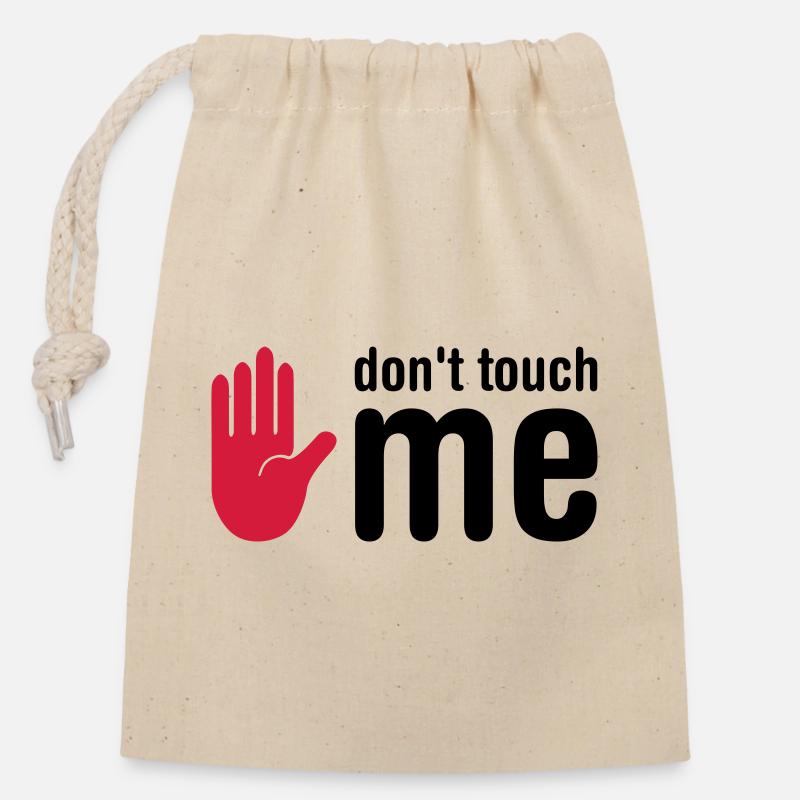don't touch me - Sac cadeau en coton avec cordon (14 x 20 cm) - nature