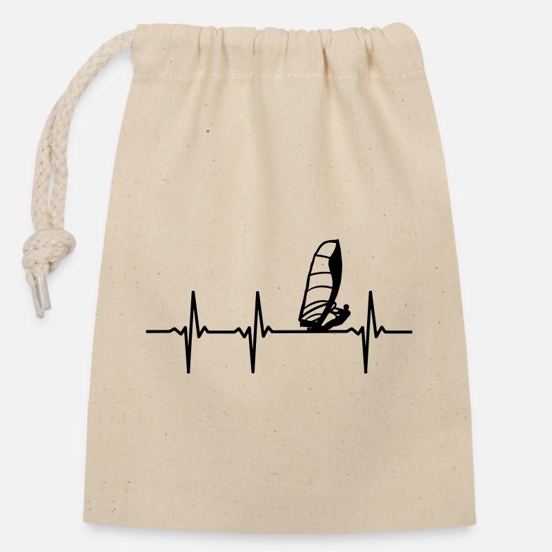 Windsurfer EKG - Verschließbarer Geschenkbeutel aus Baumwolle (14x20cm) - Natur