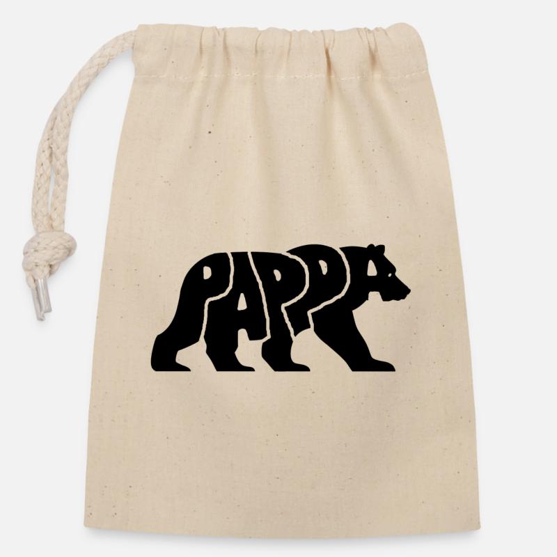 Pappa Björn bär - Closable cotton gift bag (14x20cm) - nature