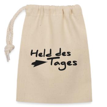 Hero of the day - Closable cotton gift bag (14x20cm) - nature - Front