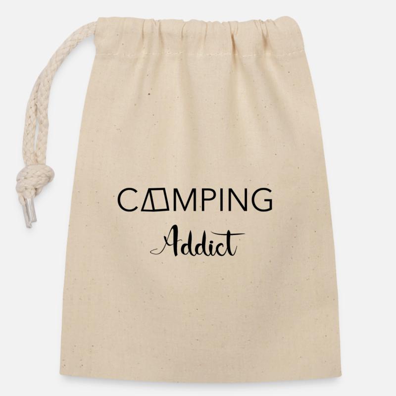 Camping Addict - Verschließbarer Geschenkbeutel aus Baumwolle (14x20cm) - Natur
