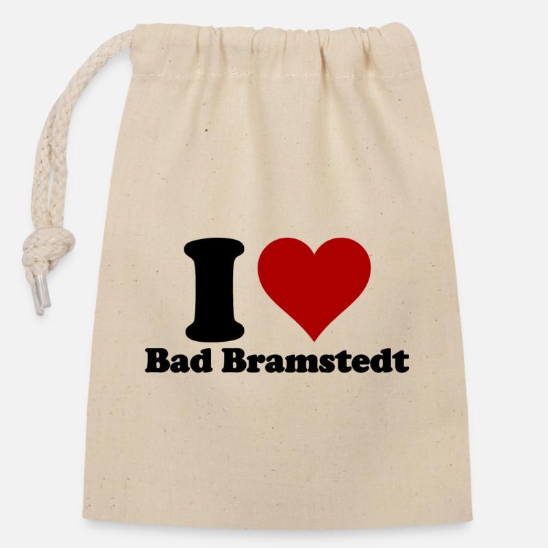 J’aime Bad Bramstedt - Sac cadeau en coton avec cordon (14 x 20 cm) - nature