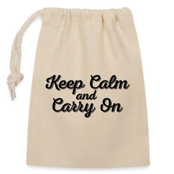 Keep Calm and Carry On - Closable cotton gift bag (14x20cm) - nature - Front