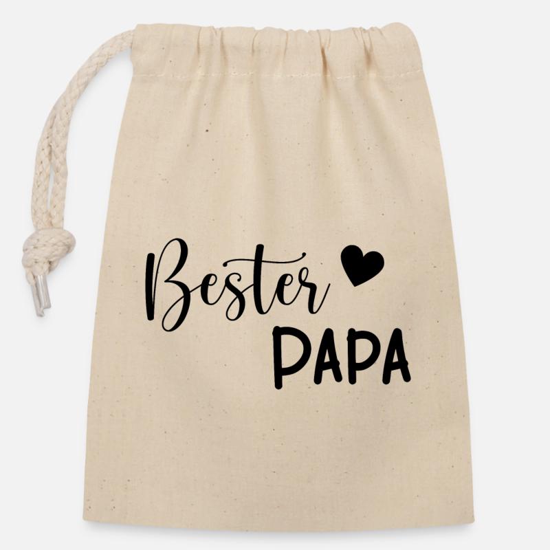 Bester Papa Geschenkidee - Verschließbarer Geschenkbeutel aus Baumwolle (14x20cm) - Natur