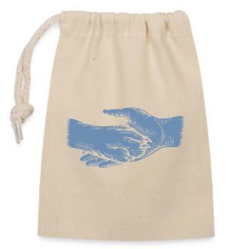 Chien et maître - Silhouette de main et de patte - Sac cadeau en coton avec cordon (14 x 20 cm) - nature - Devant