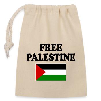 Free palestine - Sac cadeau en coton avec cordon (14 x 20 cm) - nature - Devant