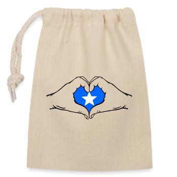 Somalia Herzform - Verschließbarer Geschenkbeutel aus Baumwolle (14x20cm) - Natur - Vorne