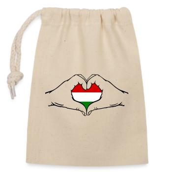Ungarn Flagge Herzform - Verschließbarer Geschenkbeutel aus Baumwolle (14x20cm) - Natur - Vorne