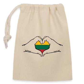 Lithuania Flag Heart Shape - Closable cotton gift bag (14x20cm) - nature - Front