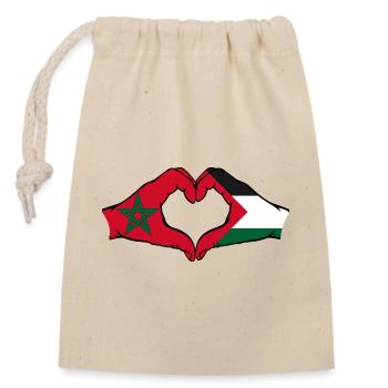 Forme de coeur Maroc Palestine avec mains - Sac cadeau en coton avec cordon (14 x 20 cm) - nature - Devant