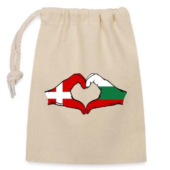 Denmark Bulgaria Heart Shape with Hands - Closable cotton gift bag (14x20cm) - nature - Front