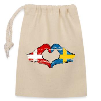 Dänemark Schweden Herzform mit Hände used - Verschließbarer Geschenkbeutel aus Baumwolle (14x20cm) - Natur - Vorne