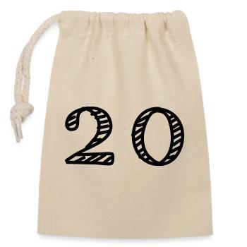 20. 20 ANS. 20e ANNIVERSAIRE. ANNIVERSAIRE 20 ANS. - Sac cadeau en coton avec cordon (14 x 20 cm) - nature - Devant