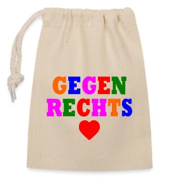Gegen rechts - Verschließbarer Geschenkbeutel aus Baumwolle (14x20cm) - Natur - Vorne