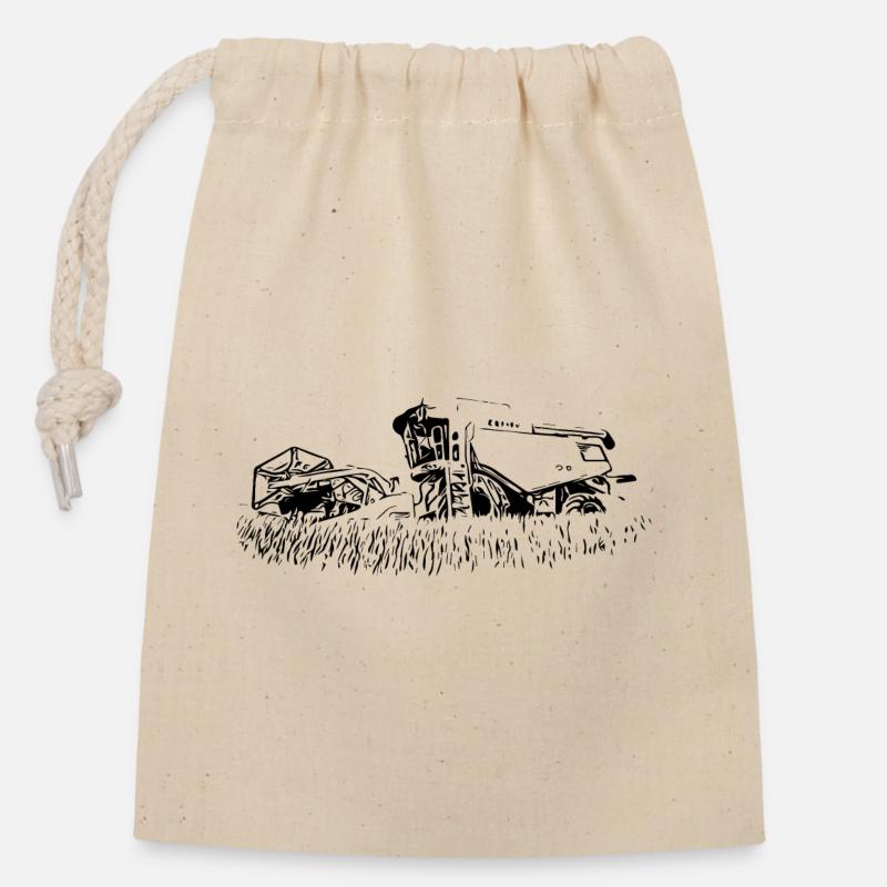 Moissonneuse-batteuse 600 - Sac cadeau en coton avec cordon (14 x 20 cm) - nature