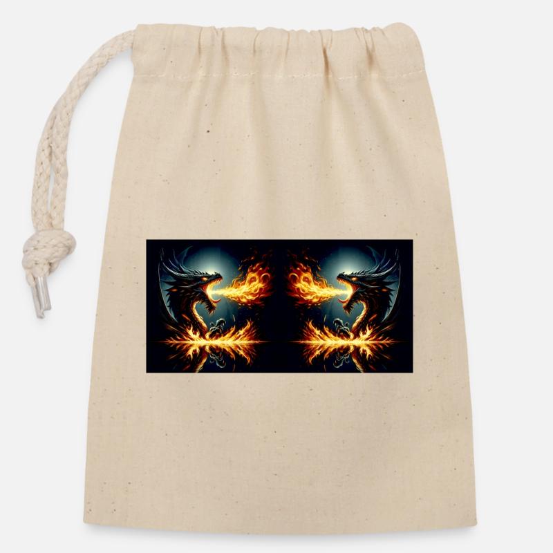 Combat flamand - Sac cadeau en coton avec cordon (14 x 20 cm) - nature