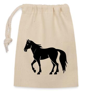 Cheval - Sac cadeau en coton avec cordon (14 x 20 cm) - nature - Devant