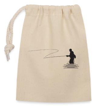 Motif Fly fishing, Fly-fishing - Closable cotton gift bag (14x20cm) - nature - Front