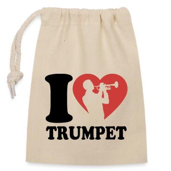 I Love Trumpet - Trompeten Spieler - Hobby - Verschließbarer Geschenkbeutel aus Baumwolle (14x20cm) - Natur - Vorne
