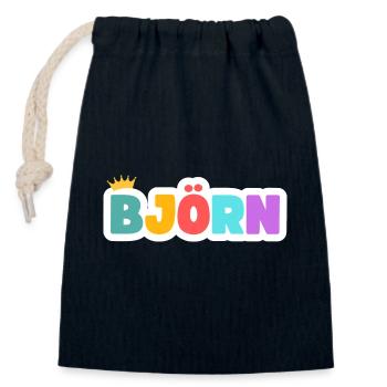 Björn ! Personnalisable - Sac cadeau en coton avec cordon (14 x 20 cm) - bleu marine - Devant