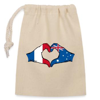 Drapeau de la France Australie en forme de coeur - Sac cadeau en coton avec cordon (14 x 20 cm) - nature - Devant