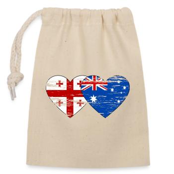 Drapeau de la Géorgie Australie Drapeau en forme de cœur utilisé - Sac cadeau en coton avec cordon (14 x 20 cm) - nature - Devant