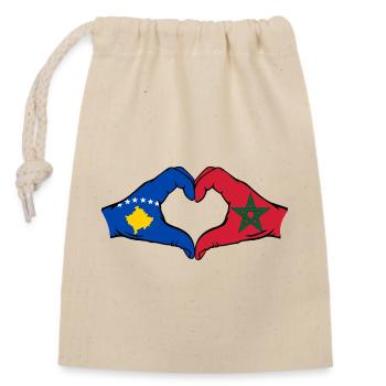 Kosovo Morocco Flag Hands Heart Shape - Closable cotton gift bag (14x20cm) - nature - Front