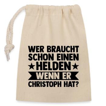 Prénom Chris Christoph - Sac cadeau en coton avec cordon (14 x 20 cm) - nature - Devant