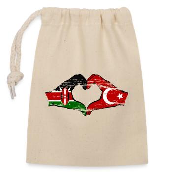 Kenia Türkei Hände Herzform Türkei - Verschließbarer Geschenkbeutel aus Baumwolle (14x20cm) - Natur - Vorne
