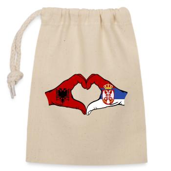 Albanie Serbie Drapeau Coeur Forme - Sac cadeau en coton avec cordon (14 x 20 cm) - nature - Devant