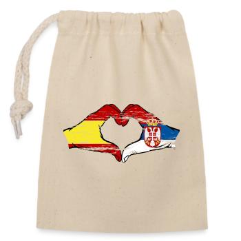 Espagne Serbie drapeau forme de coeur utilisé - Sac cadeau en coton avec cordon (14 x 20 cm) - nature - Devant
