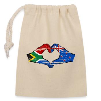 South Africa New Zealand flag hands heart shape used - Closable cotton gift bag (14x20cm) - nature - Front