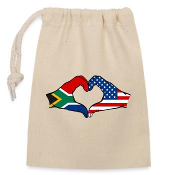 Afrique du Sud États-Unis drapeau mains forme de coeur - Sac cadeau en coton avec cordon (14 x 20 cm) - nature - Devant