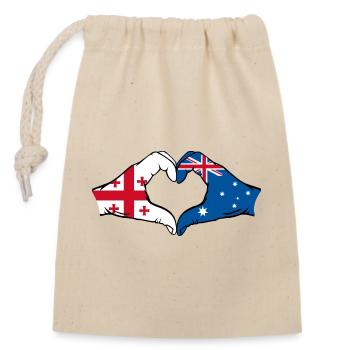 Géorgie Australie Drapeau Mains Coeur Forme - Sac cadeau en coton avec cordon (14 x 20 cm) - nature - Devant