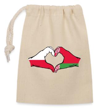 Polen Belarus Flagge Hände Herzform - Verschließbarer Geschenkbeutel aus Baumwolle (14x20cm) - Natur - Vorne