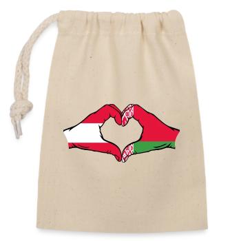 Österreich Belarus Flagge Hände Herzform - Verschließbarer Geschenkbeutel aus Baumwolle (14x20cm) - Natur - Vorne
