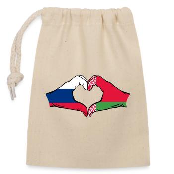 Russland Belarus Flagge Hände Herzform - Verschließbarer Geschenkbeutel aus Baumwolle (14x20cm) - Natur - Vorne