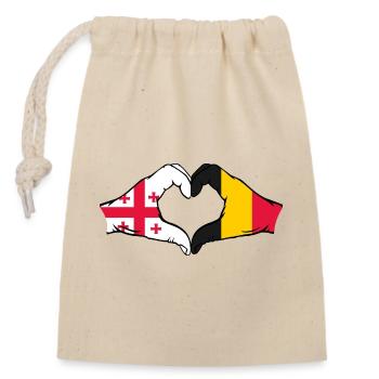 Géorgie, Belgique, drapeau, mains, forme coeur - Sac cadeau en coton avec cordon (14 x 20 cm) - nature - Devant