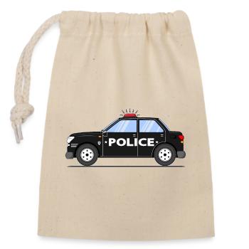 Polizeiauto in Schwarz Police - Verschließbarer Geschenkbeutel aus Baumwolle (14x20cm) - Natur - Vorne