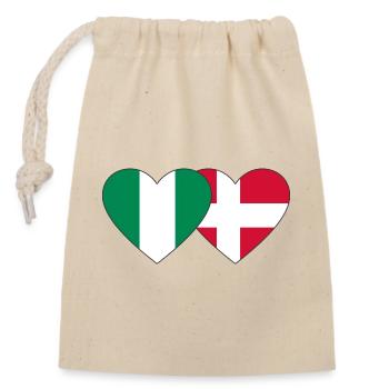Nigeria Denmark Flag Heart - Closable cotton gift bag (14x20cm) - nature - Front