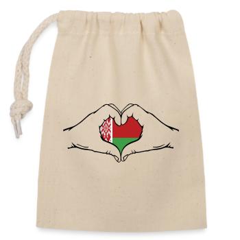 Belarus Flagge Hände Herzform - Verschließbarer Geschenkbeutel aus Baumwolle (14x20cm) - Natur - Vorne