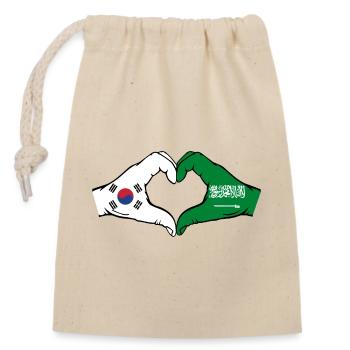 South Korea Saudi Arabia Flag Hands Heart Shape - Closable cotton gift bag (14x20cm) - nature - Front