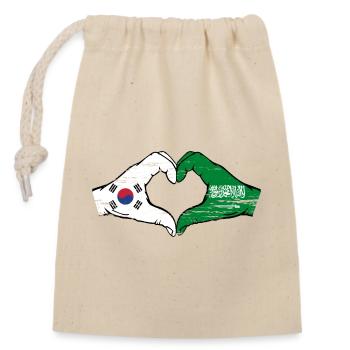 South Korea Saudi Arabia Flag Hands Heart Shape Used - Closable cotton gift bag (14x20cm) - nature - Front