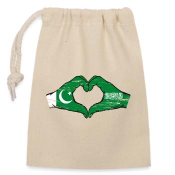 Pakistan Saudi Arabia Flag Hands Heart Shape Used - Closable cotton gift bag (14x20cm) - nature - Front