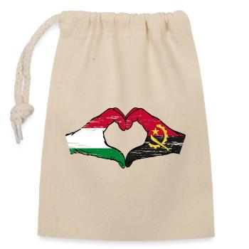 Ungarn Angola Flagge Hände Herzform used - Verschließbarer Geschenkbeutel aus Baumwolle (14x20cm) - Natur - Vorne