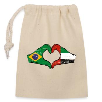 Brasilien Vereinigte Arabische Emirate Herz - Verschließbarer Geschenkbeutel aus Baumwolle (14x20cm) - Natur - Vorne