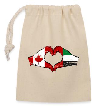 Kanada Vereinigte Arabische Emirate Flagge Herz - Verschließbarer Geschenkbeutel aus Baumwolle (14x20cm) - Natur - Vorne