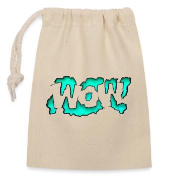 Graffity Text Art Wow! - Closable cotton gift bag (14x20cm) - nature - Front